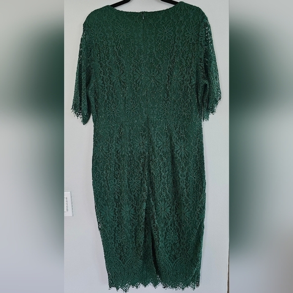 Green Flutter Sleeve Sheath Midi Dress for Wedding Guest - Picture 8 of 11